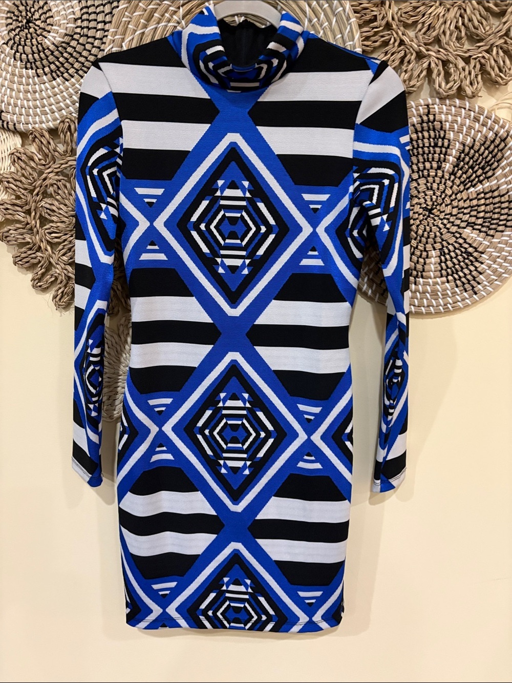 Mara Hoffman Geographic Print Long Sleeve Dress medium. Mock neck. NWT